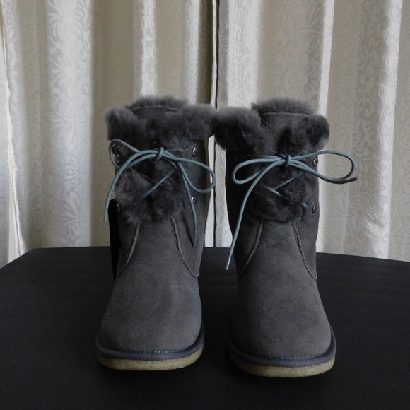 KOOLABURRA GRAY SUEDE SHEEPSKIN LEXY BOOTS SIZE 9 - Picture 3 of 8